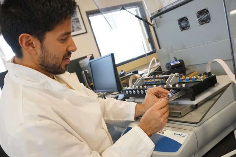 Researcher David Vuono works in his laboratory at DRI.