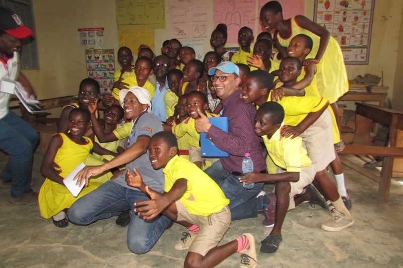 Photo of WASH students and primary school students in Ghana