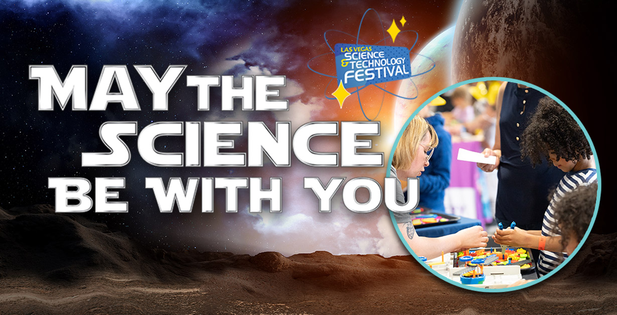 May the Science Be With You with an image of kids playing with building toys at a community table.