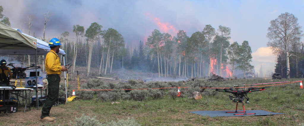 drone in wildfire