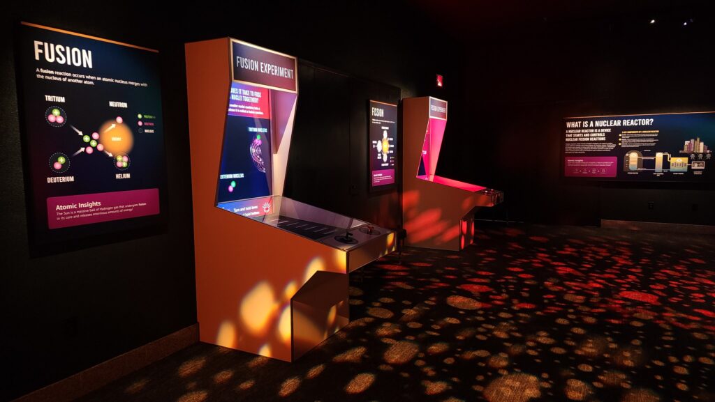 A museum exhibit featuring nuclear reactions and fusion.