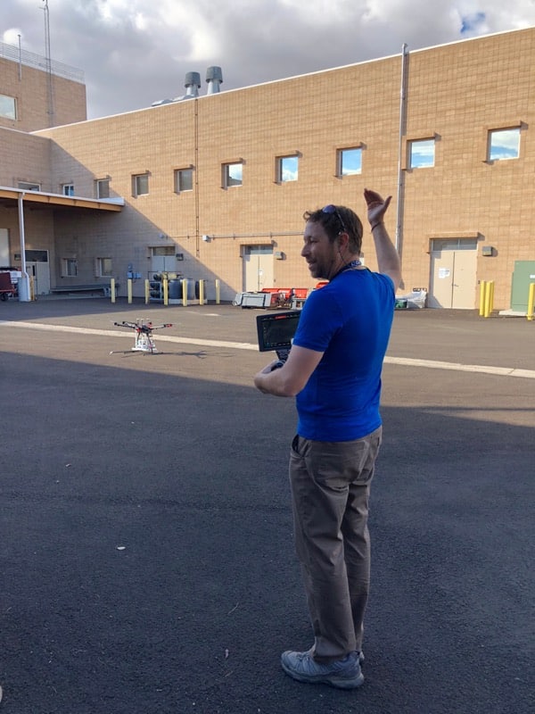 Adam Watts explains how he’ll pilot the UAS for the test on DRI’s Northern Nevada Campus on October 11th, 2018.