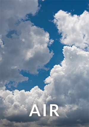 The word air over an image of clouds and blue sky.