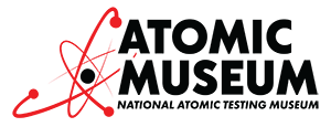 Atomic Museum National Atomic Testing Museum logo with an illustration of an atom.
