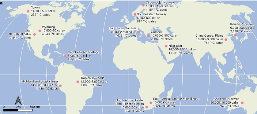 Map of world regions and disturbance types