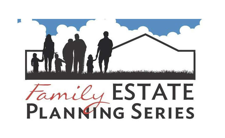 Family silhouette in front of house and clouds.