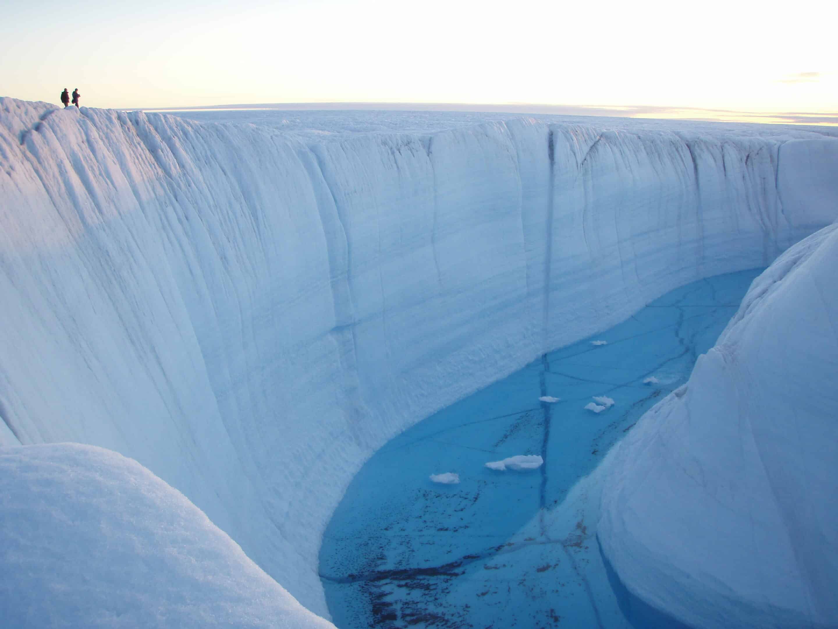 Meltwater lakes on the Greenland ice sheet. Credit: Sarah Das/Woods Hole Oceanographic Institution.