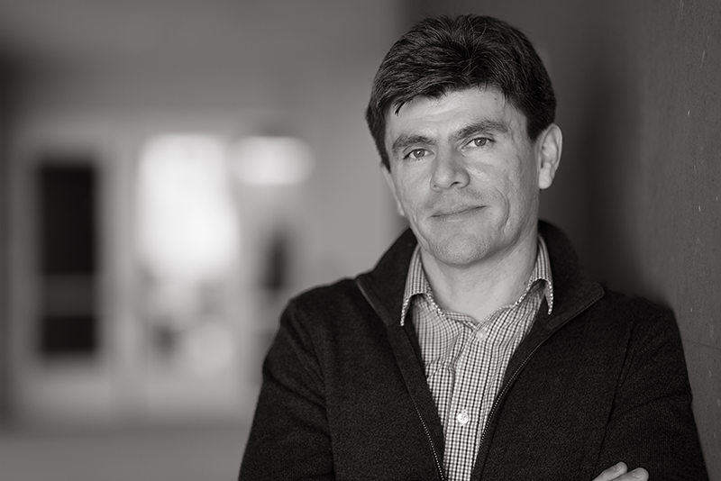 Portrait of John Mejia in black and white