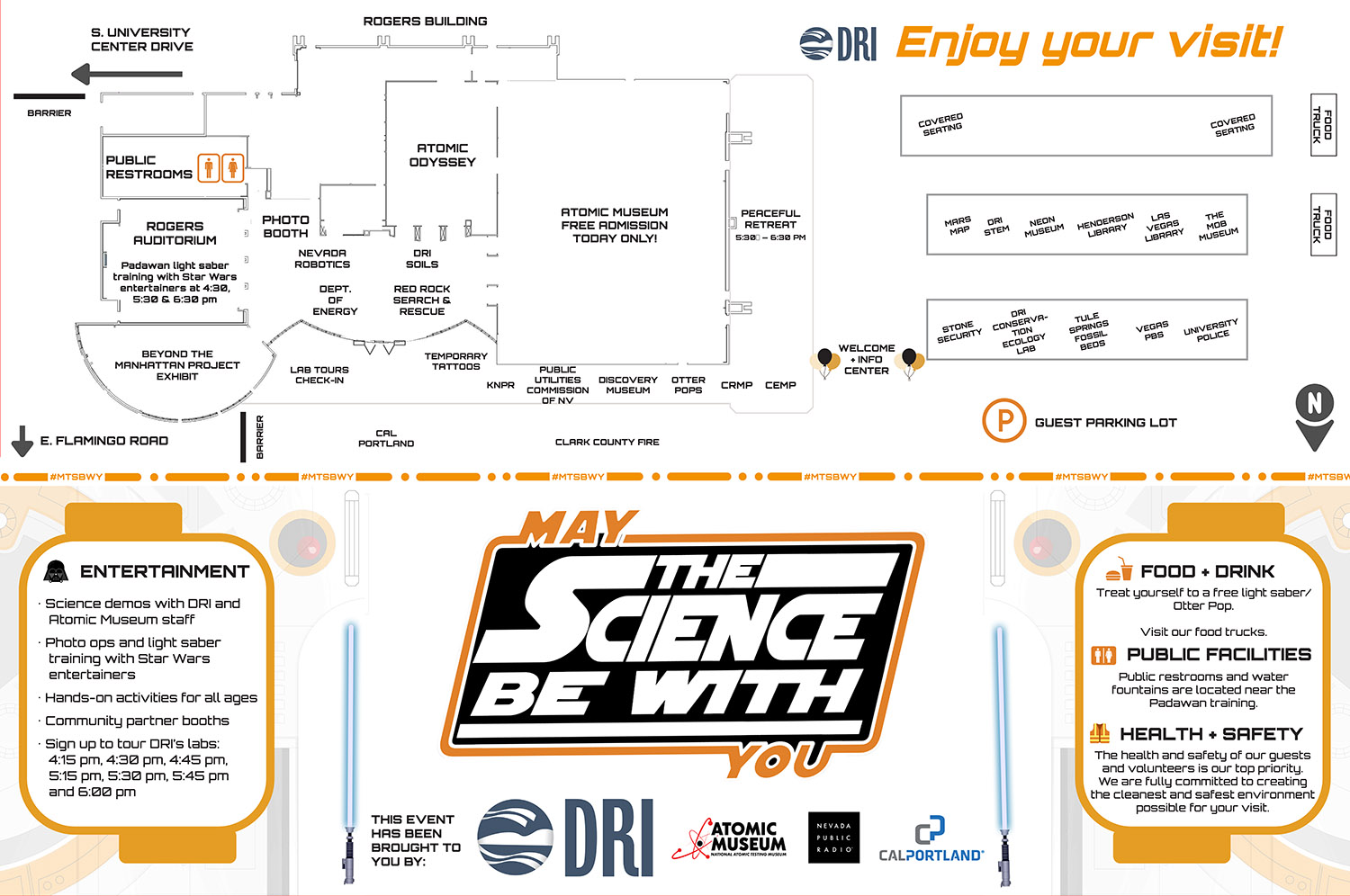 Map of the May the Science Be With You Event in 2026 showing where vendors and activities are located.