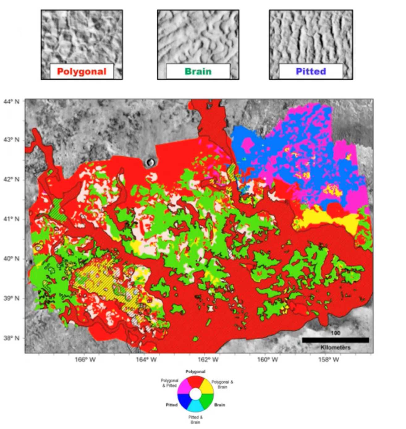 Infographic showing the Arcadia Planitia of Mars.
