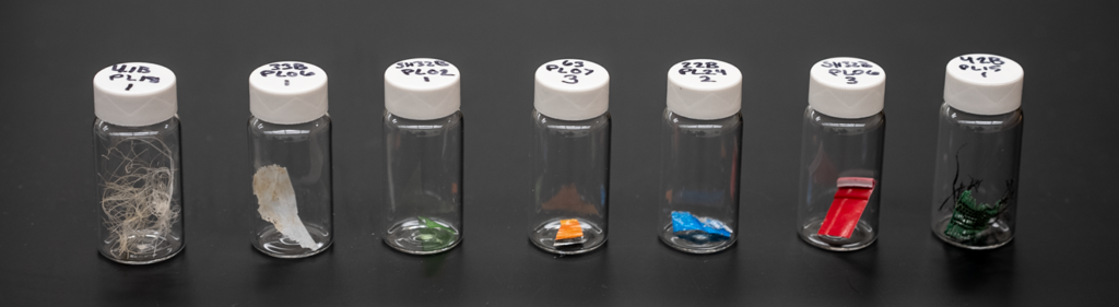 Photo of vials that contain plastics for testing.