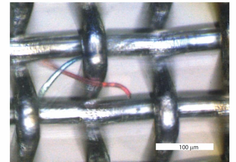 Closeup of microplastic fibers