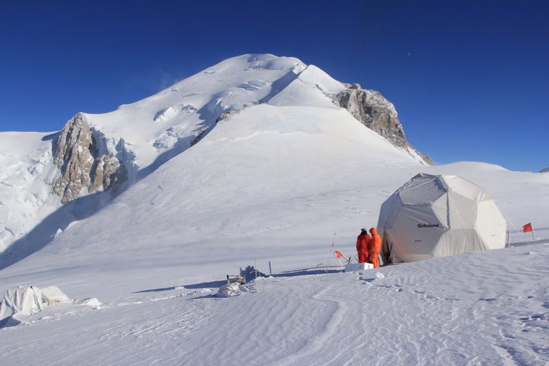 Field camp on Mont Blanc in French Alps