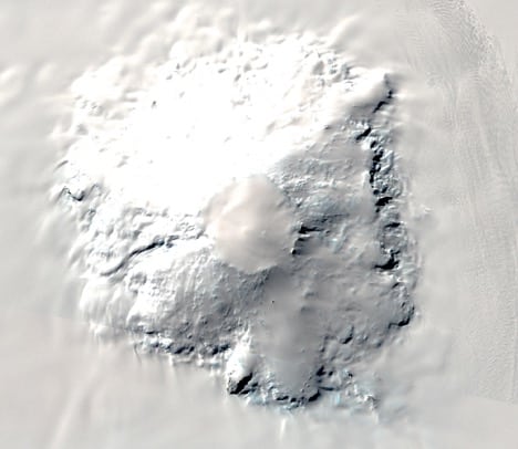 Landsat 8 image of Mount Takahe volcano on Antarctica