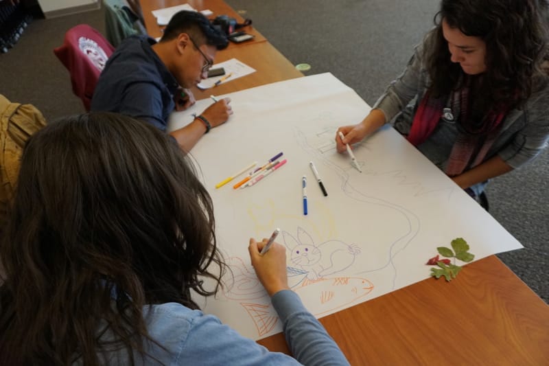 A team of Native Waters on Arid Lands Youth Day facilitators adds their visions for the future. October 2018. Credit: NWAL/DRI.