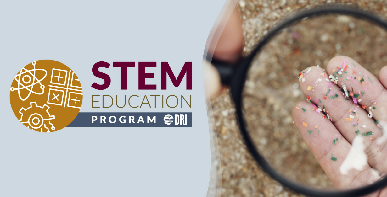 Plastic particles through a magnifying glass.