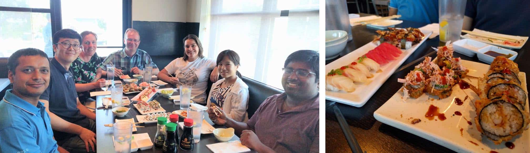 Ting joins the lab - sushi outing