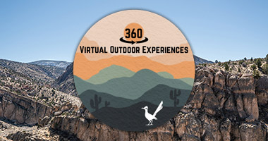 360 Virtual Outdoor Experiences logo with Rosa the Roadrunner mascot. 