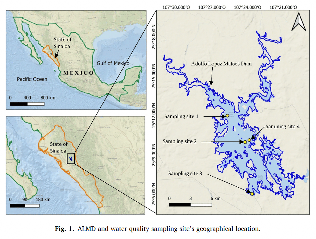 ALMD and water quality sampling site's geographical location. 