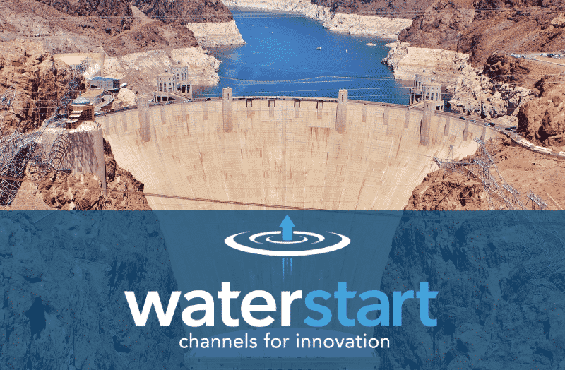 WaterStart logo on top of photo of Hoover Dam