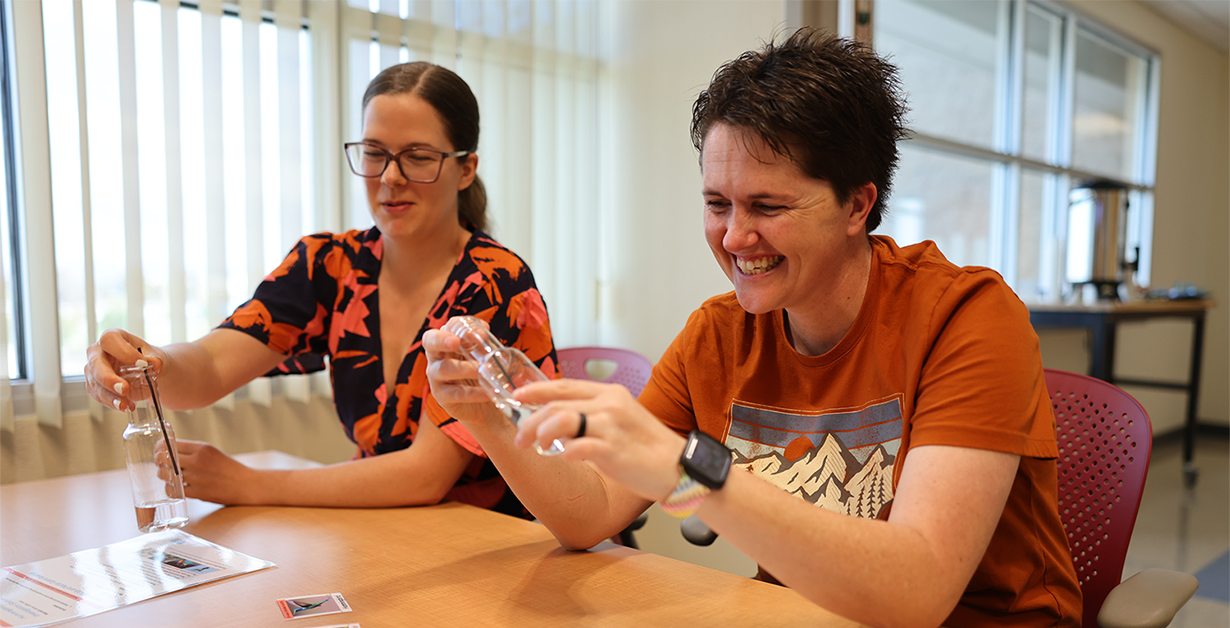 teachers having fun during a professional development session.