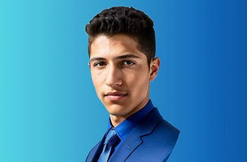 zeed smart lab experts Headshot of Zeed Almelhem wearing a blue shirt and tie against a blue background.